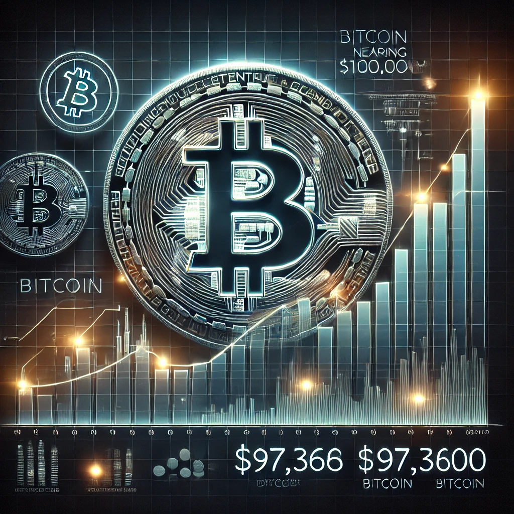 Bitcoin price chart showing growth nearing $100,000