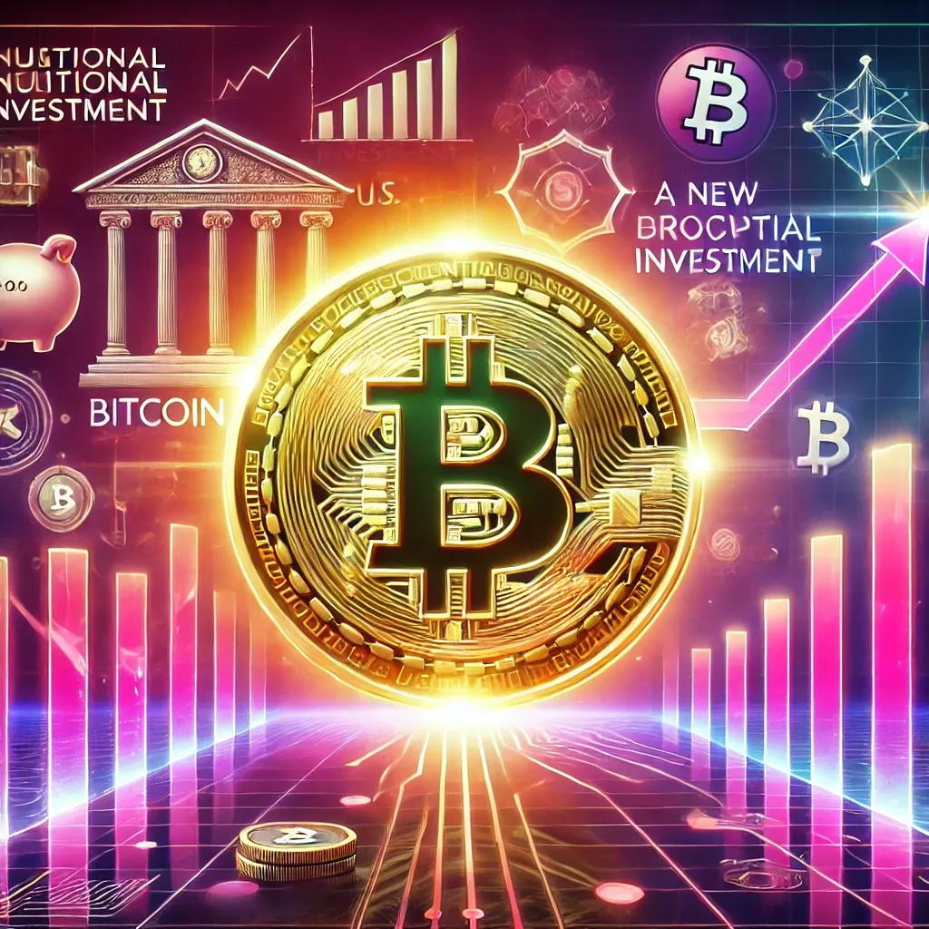 A vibrant digital artwork featuring a glowing Bitcoin coin with pink as the dominant color, surrounded by financial graphs, institutional investment symbols, and government imagery symbolizing pro-crypto policies.