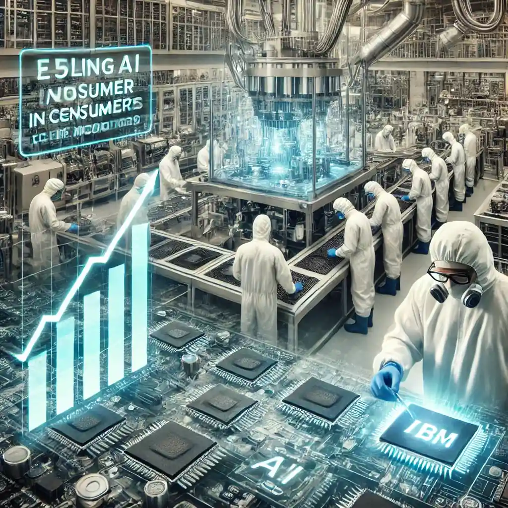 A semiconductor manufacturing facility with technicians producing high-bandwidth memory (HBM) chips, showcasing trends in AI and consumer markets.