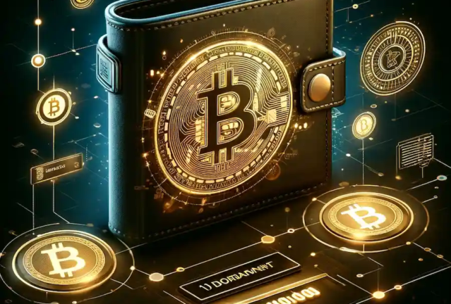 Illustration of a Bitcoin wallet symbolizing reactivation after 11.6 years, surrounded by glowing Bitcoin symbols and blockchain visuals on a dark background