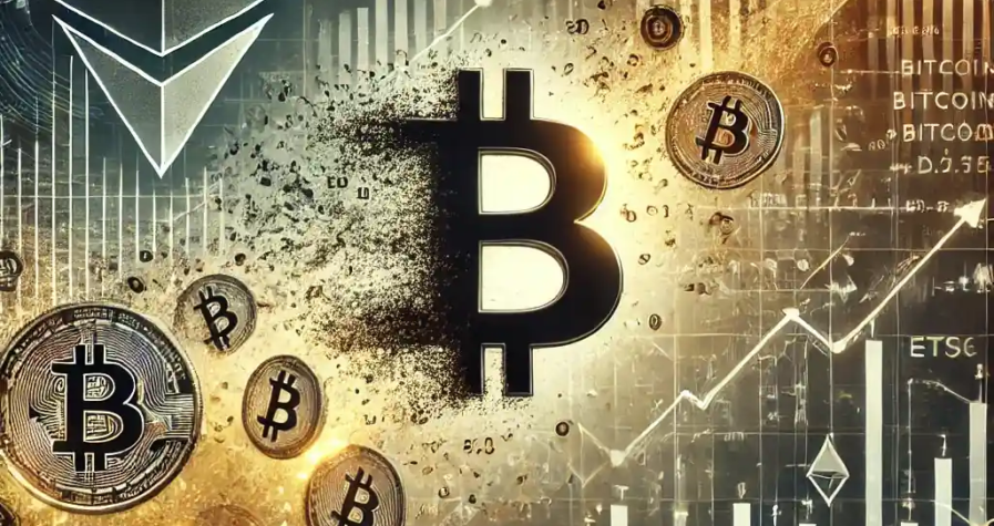 Illustration représentant les sorties massives d'ETF Bitcoin, avec des symboles Bitcoin se dissolvant en flux de données et des graphiques montrant une baisse des actifs numériques, soulignant l'impact sur les marchés.