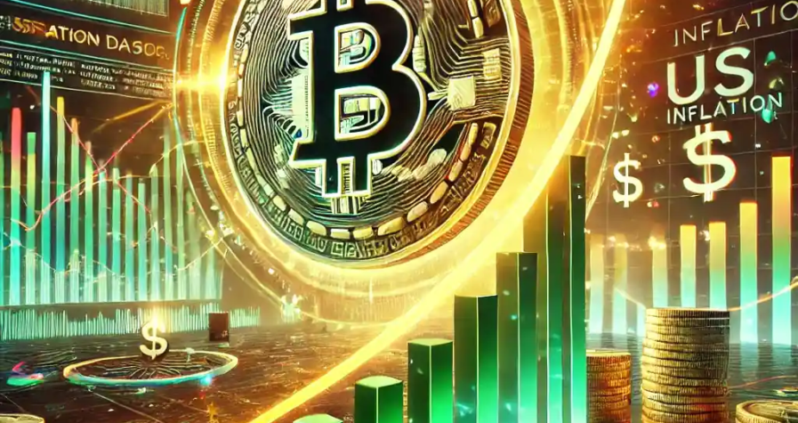 A dynamic digital illustration of Bitcoin's rise to $100,000, symbolized by a glowing Bitcoin logo ascending on a financial graph, reflecting economic growth and optimism.