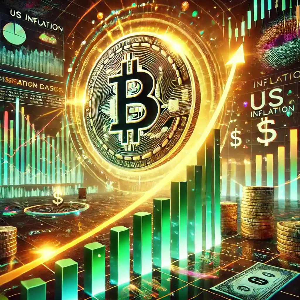 A dynamic digital illustration of Bitcoin's rise to $100,000, symbolized by a glowing Bitcoin logo ascending on a financial graph, reflecting economic growth and optimism.