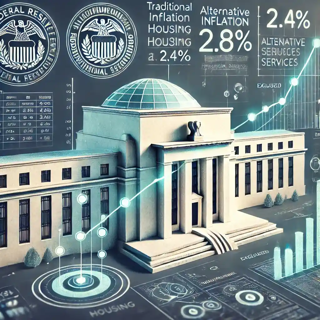 Digital illustration depicting the Federal Reserve's alternative inflation gauge with a focus on economic data and key service sectors.