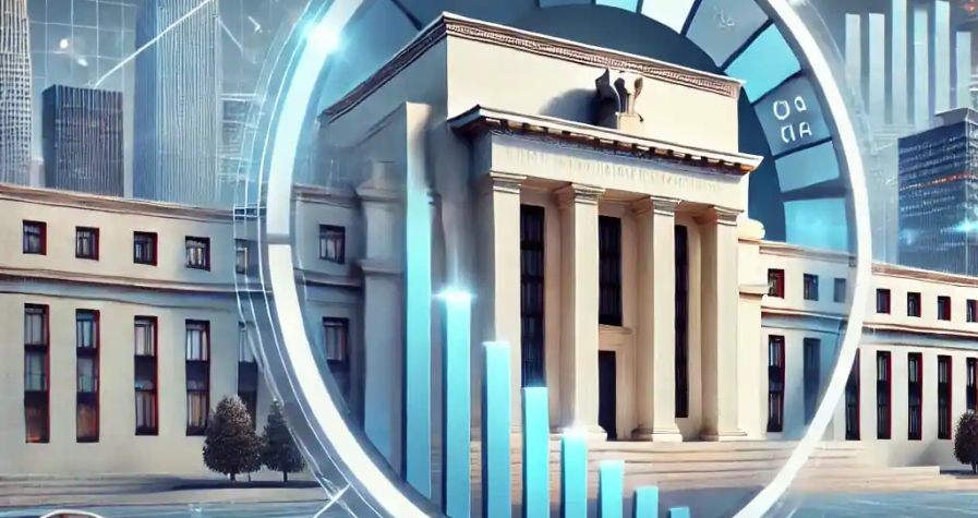 A digital illustration showcasing market-based inflation metrics, with charts comparing traditional inflation measures and market-focused data, emphasizing excluded sectors like housing and insurance