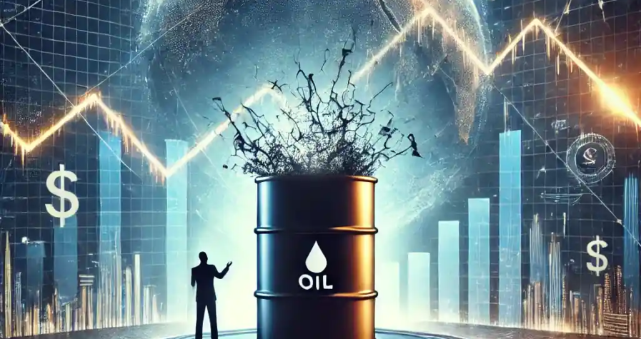 A symbolic depiction of the oil market's reaction to President Trump's push for lower crude prices and OPEC negotiations.