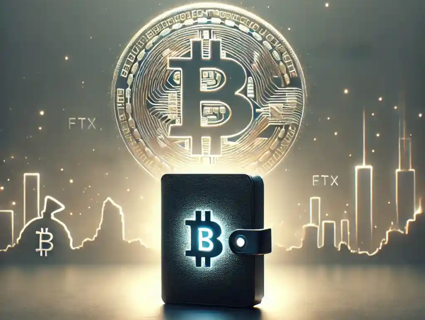 Illustration d’un portefeuille froid Bitcoin sur un bureau, représentant la sécurité face à l’effondrement des plateformes centralisées.