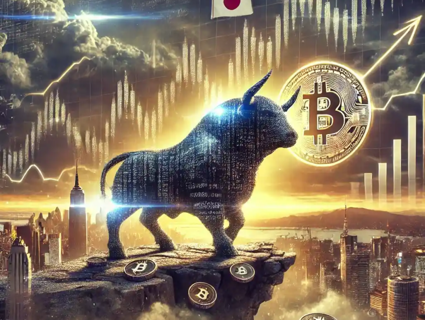 Illustration représentant les crypto-bulls confrontés aux tensions économiques mondiales et à la volatilité du marché du Bitcoin.