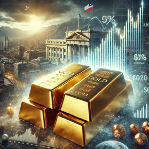 Illustration symbolique représentant l’or comme valeur refuge dans un contexte d’instabilité économique mondiale et de tensions monétaires au Chili.
