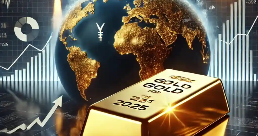 Illustration d’un lingot d’or brillant sur fond de tensions géopolitiques et d’indicateurs économiques en hausse