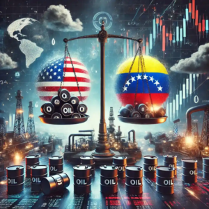 Illustration symbolique représentant les tensions géopolitiques entre les États-Unis et le Venezuela autour du commerce du pétrole
