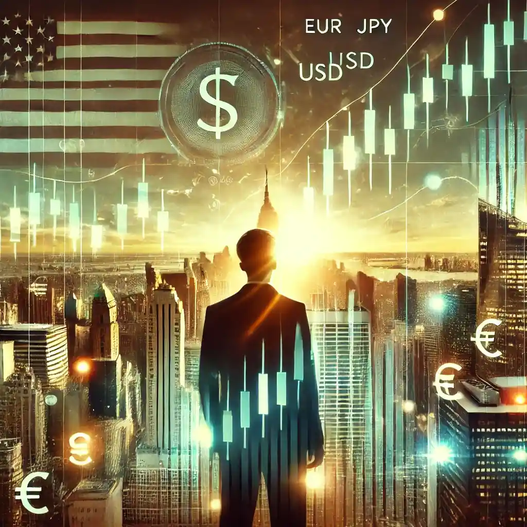 A futuristic digital illustration symbolizing Wall Street’s financial recovery with glowing green charts, skyscrapers, and a sunrise.