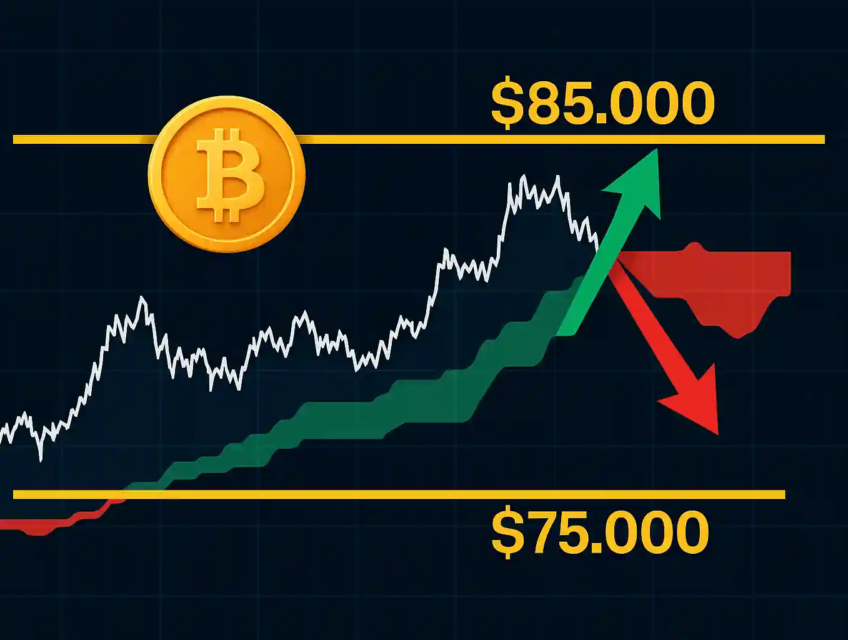 Graphique de Bitcoin à 85 000 dollars avec résistance technique et nuage Ichimoku