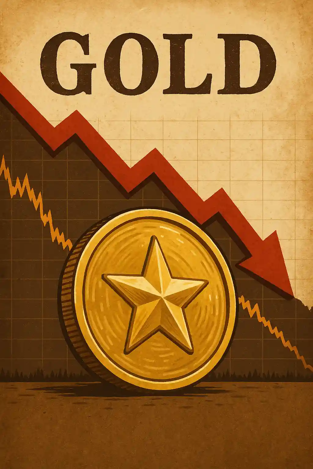 Illustration of a gold coin with a star emblem and price chart background, reflecting gold’s record surge amid 2025 market uncertainty.