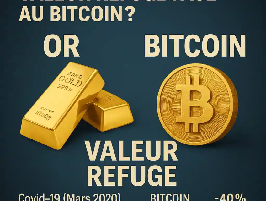 Comparaison entre l’or et le bitcoin comme valeur refuge lors des crises économiques.