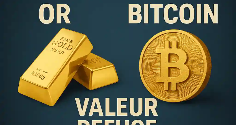 Comparaison entre l’or et le bitcoin comme valeur refuge lors des crises économiques.