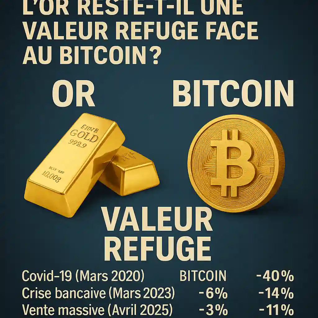 Comparaison entre l’or et le bitcoin comme valeur refuge lors des crises économiques.