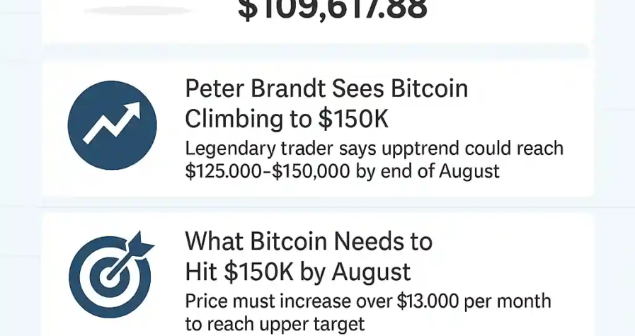Bitcoin infographic showing record high of $111,970, current price, and analyst predictions of $150K to $600K.