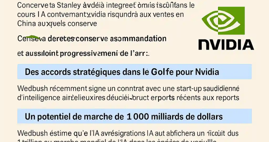 Infographie en français montrant les prévisions optimistes de Morgan Stanley sur Nvidia, malgré les restrictions vers la Chine