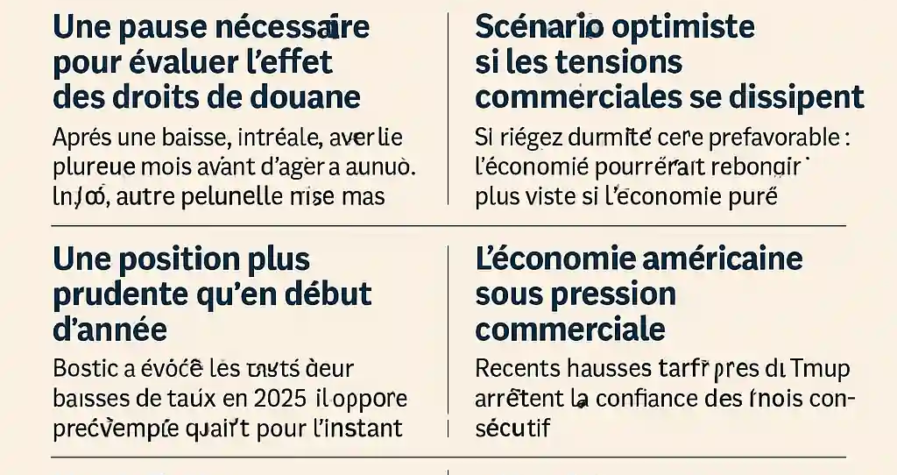 Infographie illustrant Raphael Bostic et les principales raisons d’une baisse unique des taux de la Fed en 2025