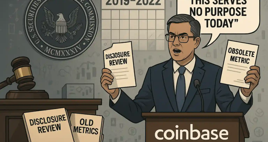 Coinbase legal chief Paul Grewal challenges the SEC’s investigation over outdated metrics, holding documents labeled “Disclosure Review” and “Obsolete Metric.”