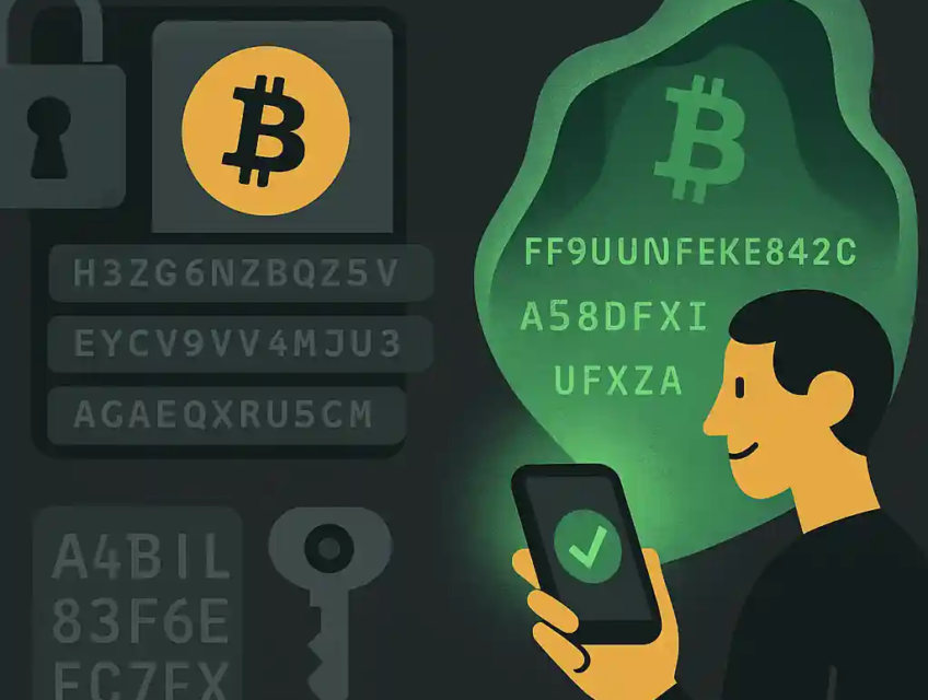 Illustration comparant portefeuille Bitcoin transparent et solution de paiements silencieux avec effet de confidentialité.