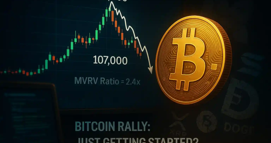 Bitcoin coin rises behind a Nasdaq-style screen showing IBIT ETF and a $13 million price projection, with financial charts and vault imagery.