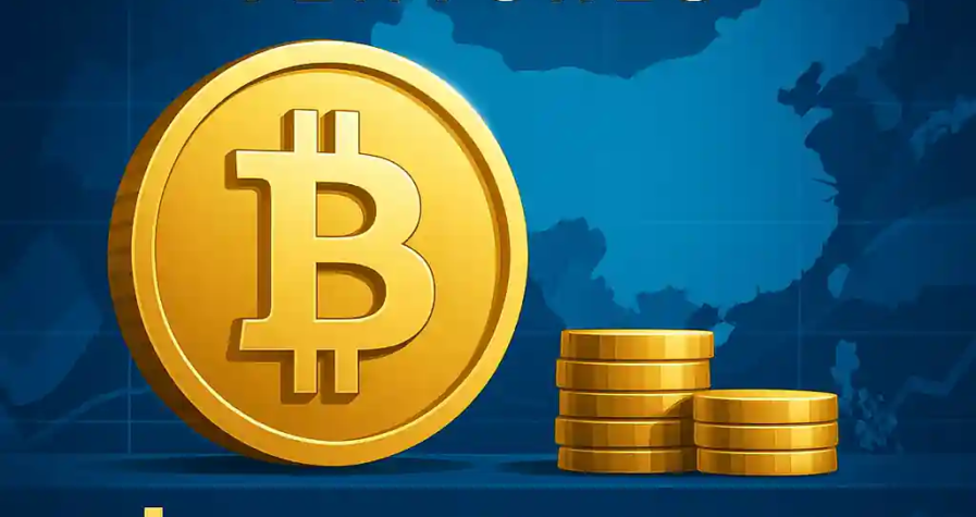 Golden Bitcoin coin with Sora Ventures logo and $1B Fund text over a blue Asia map.